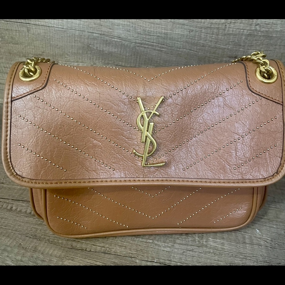 Yves Saint Laurent Brown Quilted Leather Shoulder Bag with Chain Strap - Picture 5 of 13